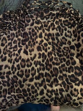 Leopard Print Sheer Blouse - Brown & Black